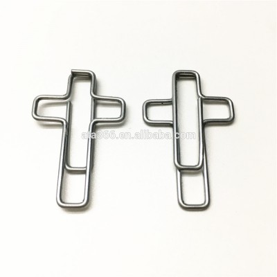 Silver Cross Shape Paper Clip Nickel Plated Silver Color Cross Metal Paper Clips