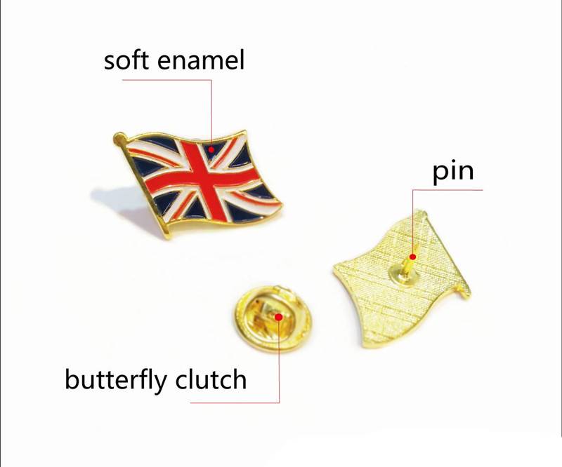 2019 Hot Selling Custom United Kingdom Australia Canada America Uae National Flags Enamel Satfy Pin Lapel Pin