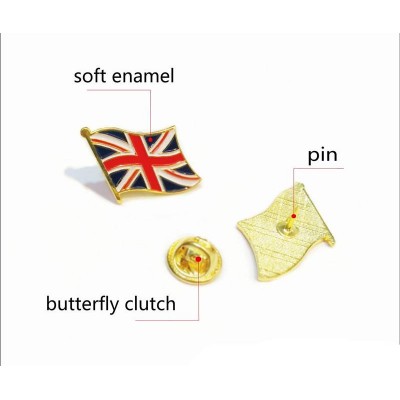 2019 Hot Selling Custom United Kingdom Australia Canada America Uae National Flags Enamel Satfy Pin Lapel Pin